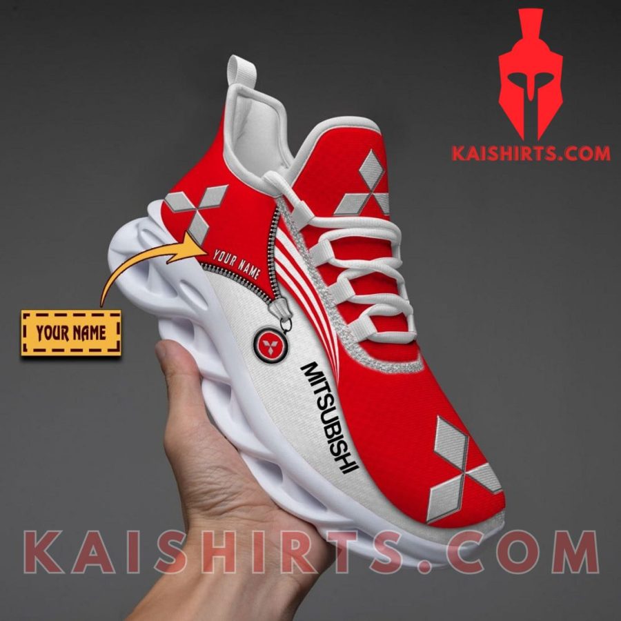 Mitsubishi Car Style 5 Custom Name Clunky Maxsoul Sneaker - Red White Three Line Pattern's Product Pictures - Kaishirts.com