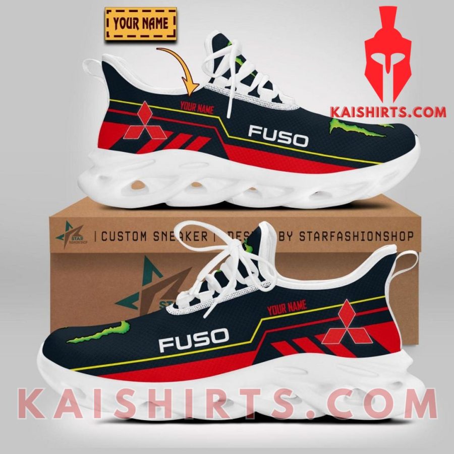 Mitsubishi Fuso Car Monster Energy Style 1 Custom Name Clunky Maxsoul Sneaker - Black Red Three Stripe Pattern's Product Pictures - Kaishirts.com