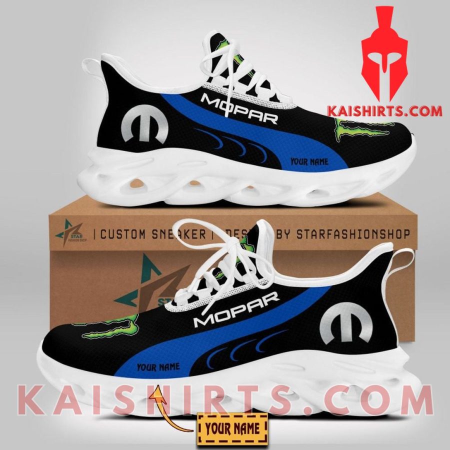 Mopar Car Monster Energy Style 2 Custom Name Clunky Maxsoul Sneaker - Blue Black Wide Line Pattern's Product Pictures - Kaishirts.com