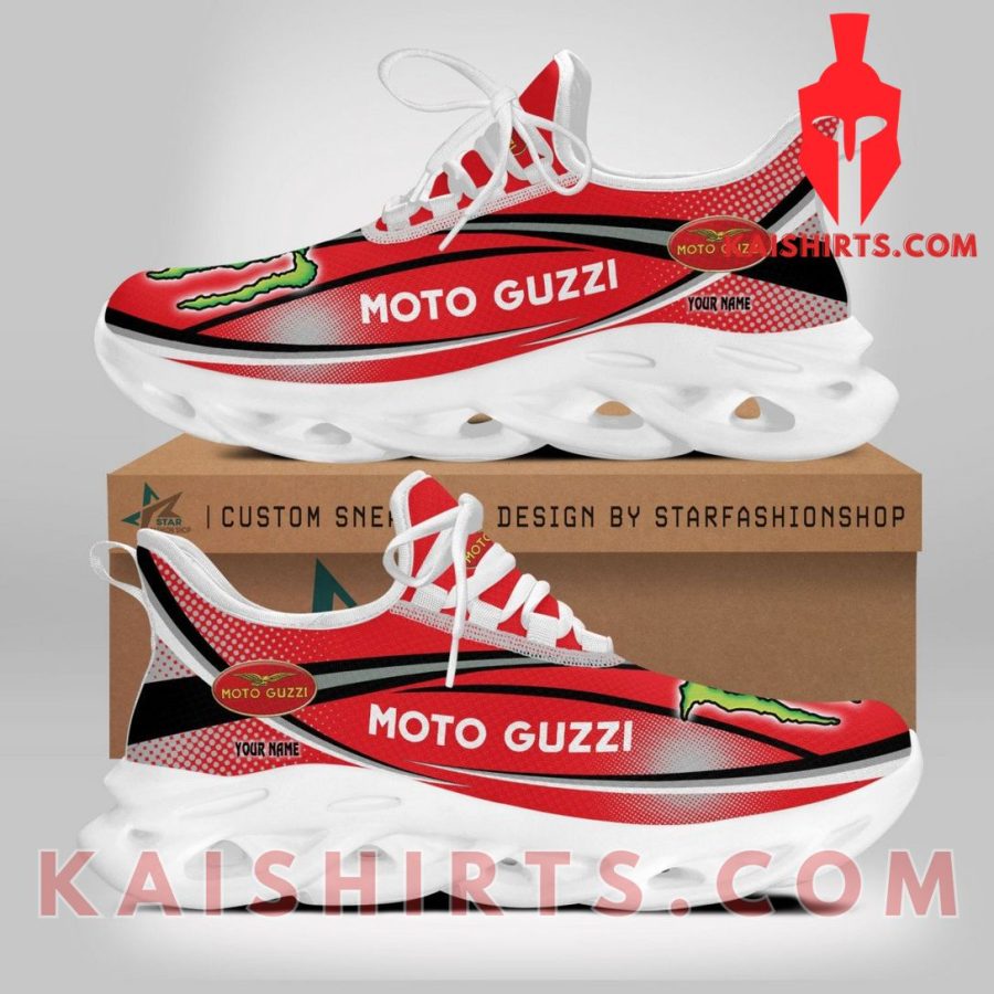 Moto Guzzi Car Monster Energy Style 3 Custom Name Clunky Maxsoul Sneaker - Red Directional Pattern's Product Pictures - Kaishirts.com
