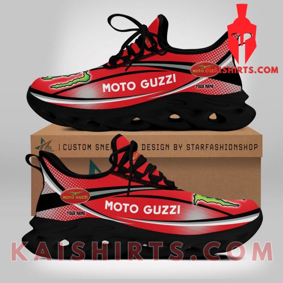 Moto Guzzi Car Monster Energy Style 3 Custom Name Clunky Maxsoul Sneaker - Red Directional Pattern's Product Pictures - Kaishirts.com