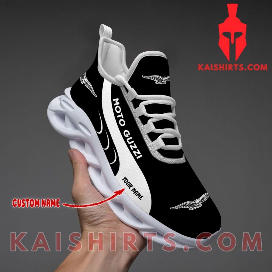 Moto Guzzi Car Style 4 Custom Name Clunky Maxsoul Sneaker - Black White Wide Line Pattern's Product Pictures - Kaishirts.com