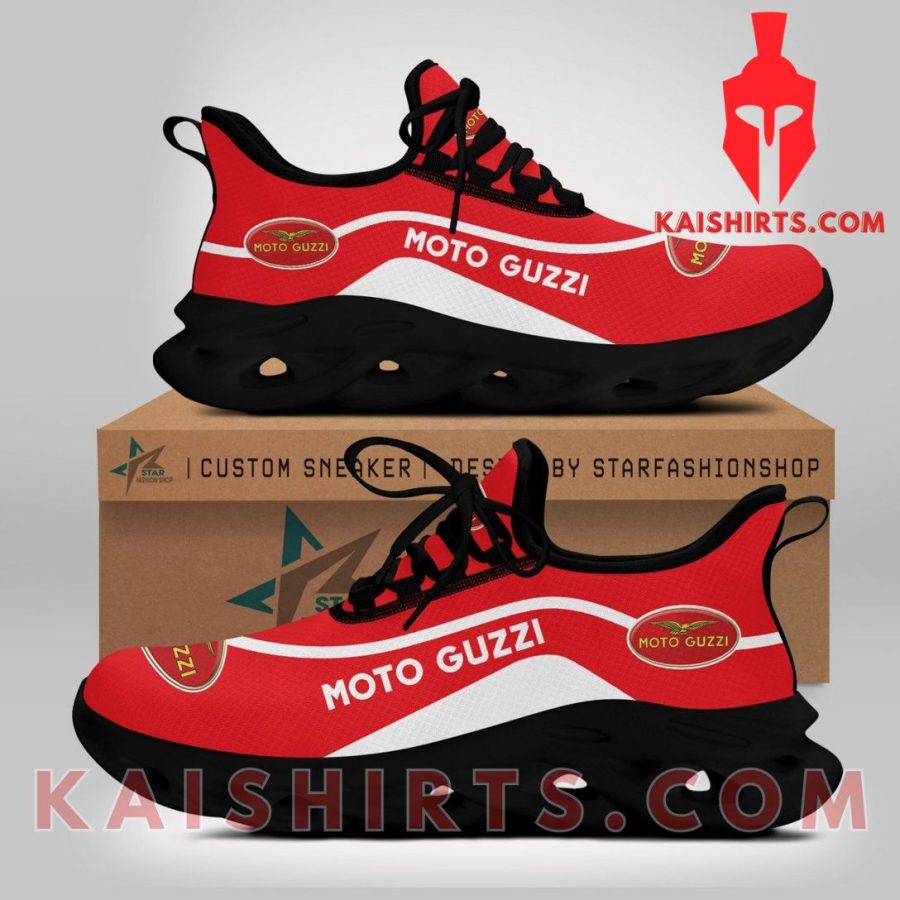 Moto Guzzi Car Style 5 Custom Name Clunky Maxsoul Sneaker - White Red Curve Line Pattern's Product Pictures - Kaishirts.com