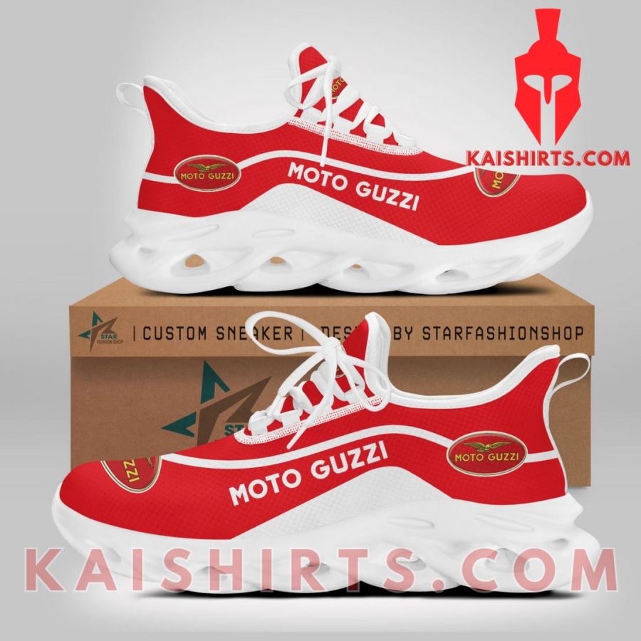 Moto Guzzi Car Style 5 Custom Name Clunky Maxsoul Sneaker - White Red Curve Line Pattern's Product Pictures - Kaishirts.com