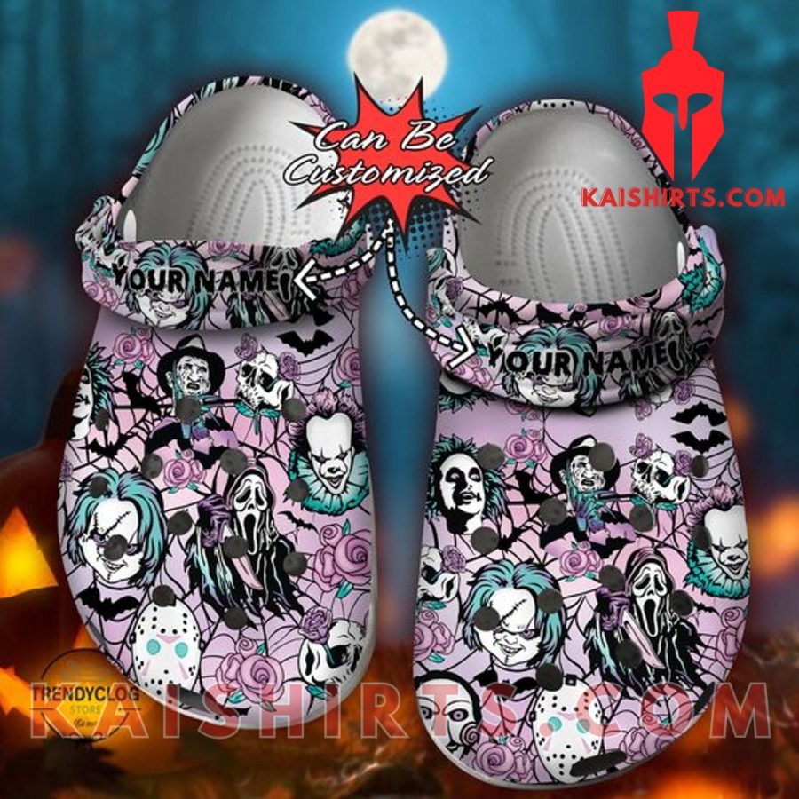 Personalized Halloween Floral Seamless Horror Scary Movie Flower Vintage Clog Shoes's Product Pictures - Kaishirts.com