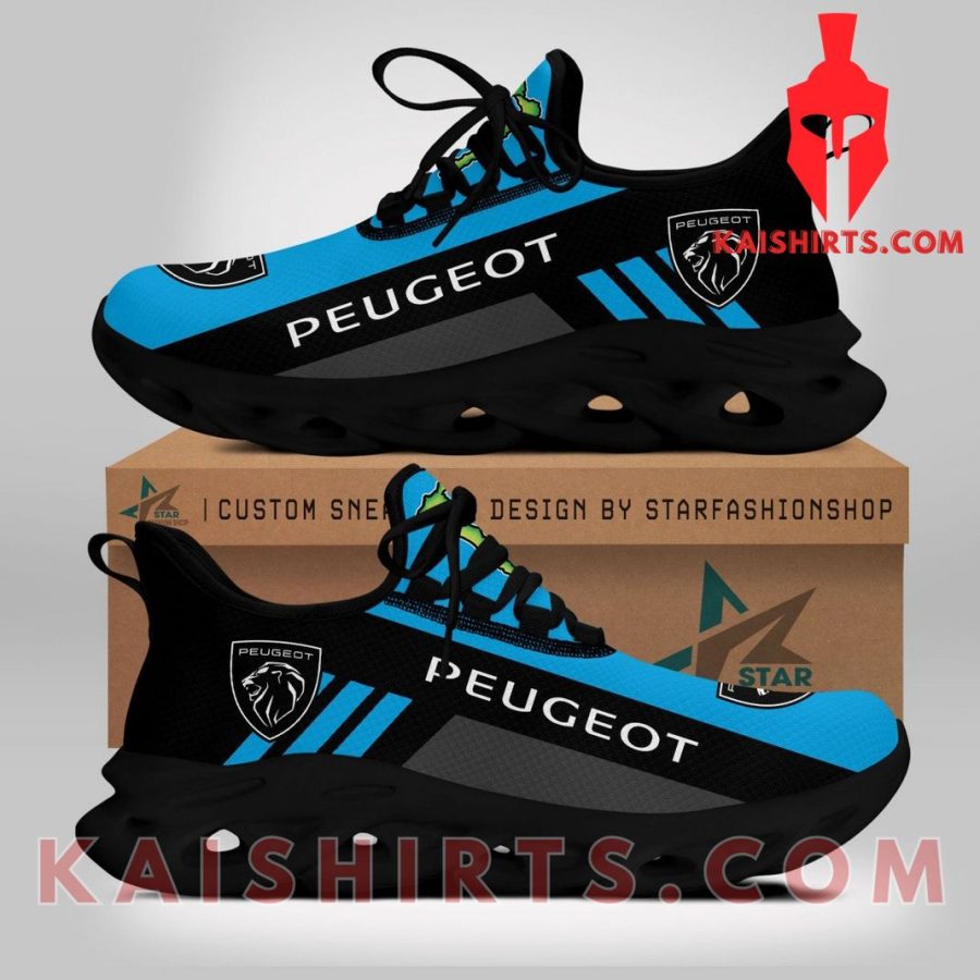 Peugeot car Style 3 Custom Name Clunky Maxsoul Sneaker - Black Blue Color, three stripes Pattern's Product Pictures - Kaishirts.com