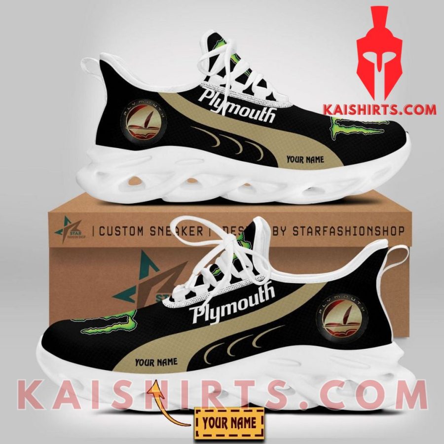 Plymouth Car Monster Energy Custom Name Clunky Maxsoul Sneaker - Black Color, Wave Pattern's Product Pictures - Kaishirts.com
