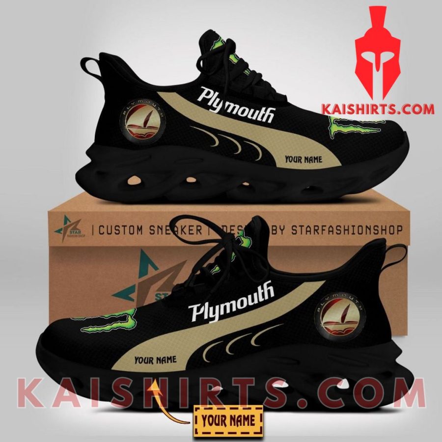 Plymouth Car Monster Energy Custom Name Clunky Maxsoul Sneaker - Black Color, Wave Pattern's Product Pictures - Kaishirts.com