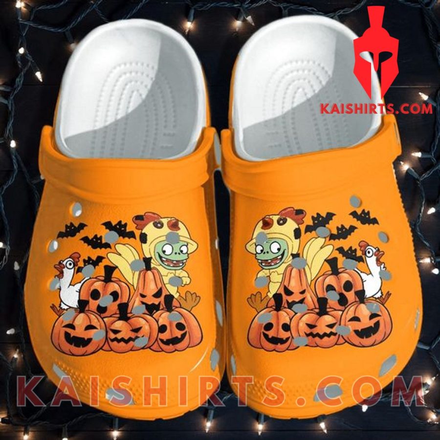 Chicken Dinosaur With Scary Pumpkin Shoes Clog Thanksgiving Halloween Crocs Crocband Clog's Product Pictures - Kaishirts.com