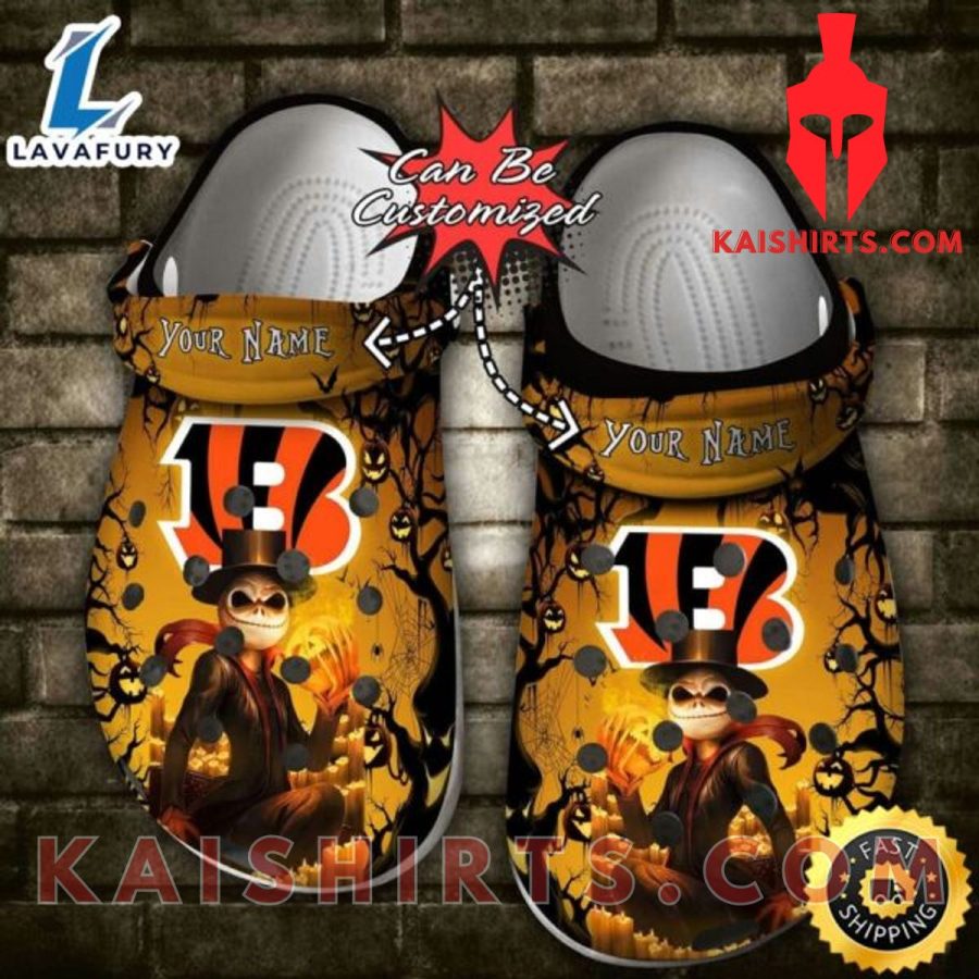 Personalized Cincinnati Bengals Halloween Light Nightmare Before Christmas Crocs Clogs Crocband Shoes's Product Pictures - Kaishirts.com