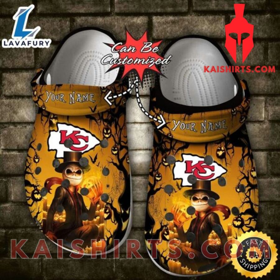 Personalized Kansas City Chiefs Halloween Light Nightmare Before Christmas Crocs Clogs Crocband Shoes's Product Pictures - Kaishirts.com