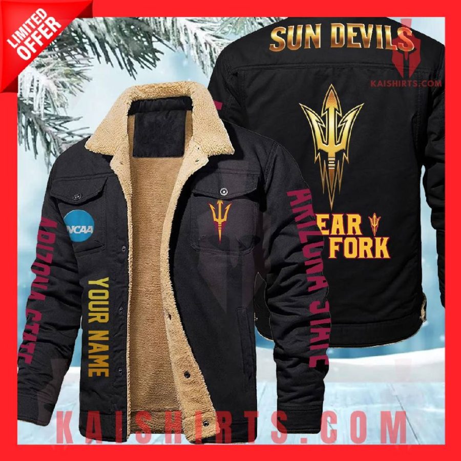 Arizona State Sun Devils NCAA Fleece Leather Jacket's Product Pictures - Kaishirts.com