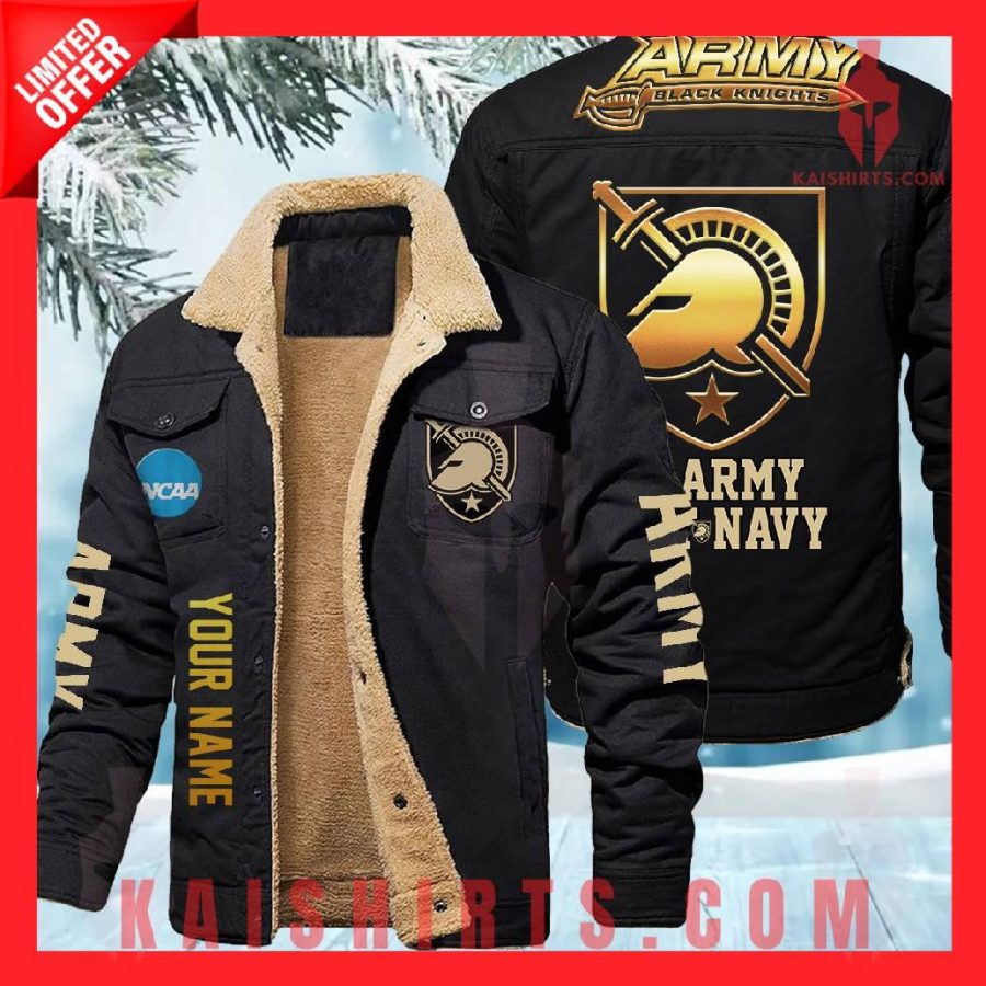 Army Black Knights NCAA Fleece Leather Jacket's Product Pictures - Kaishirts.com