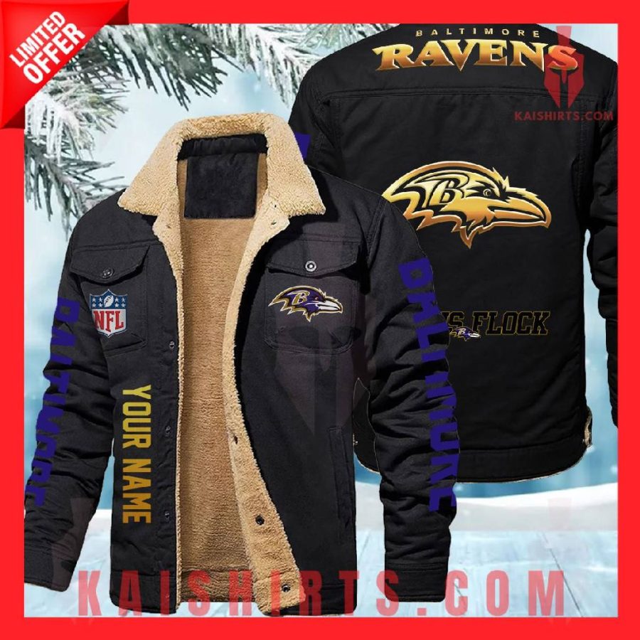Baltimore Ravens NFL Fleece Leather Jacket's Product Pictures - Kaishirts.com