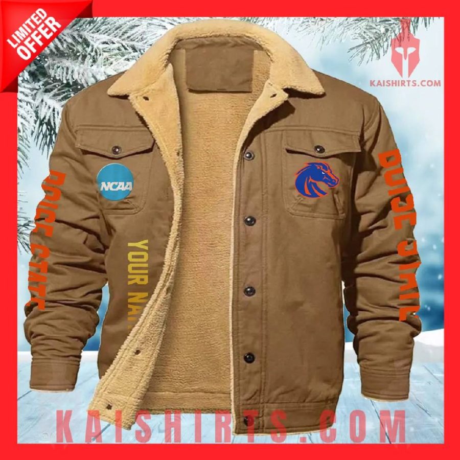 Boise State Broncos NCAA Fleece Leather Jacket's Product Pictures - Kaishirts.com
