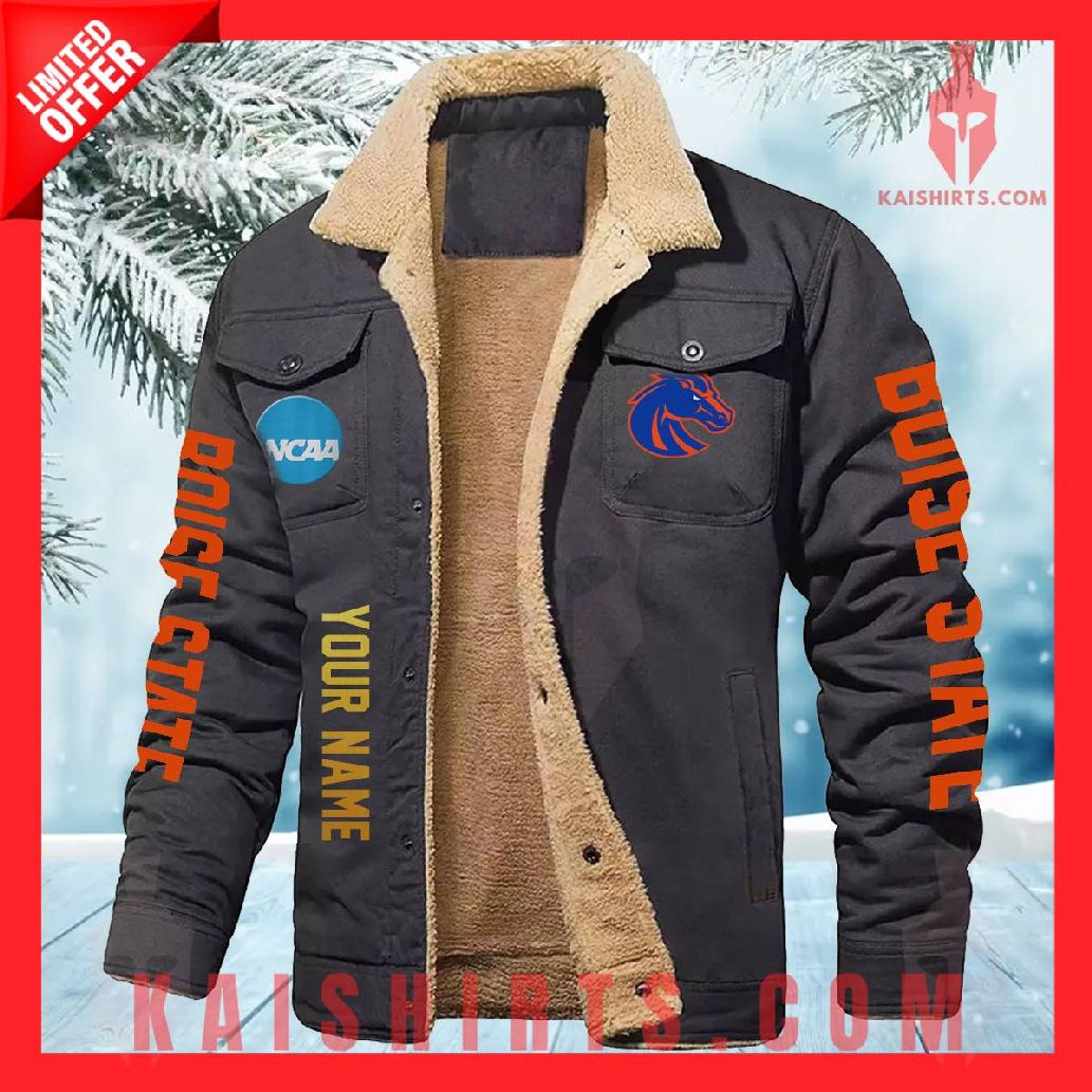 Boise State Broncos NCAA Fleece Leather Jacket's Product Pictures - Kaishirts.com