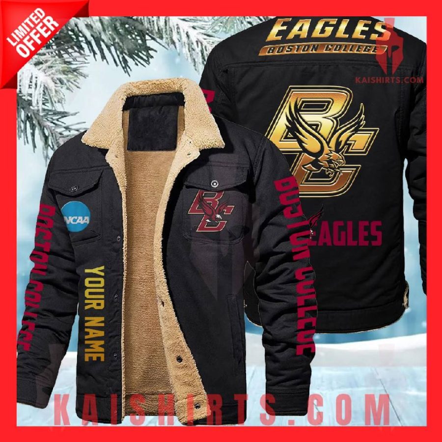 Boston College Eagles NCAA Fleece Leather Jacket's Product Pictures - Kaishirts.com