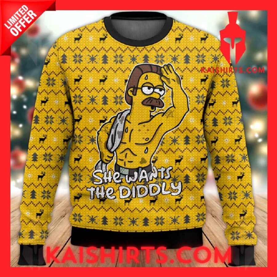 Buffed Ned Flanders Ugly Christmas Sweater's Product Pictures - Kaishirts.com