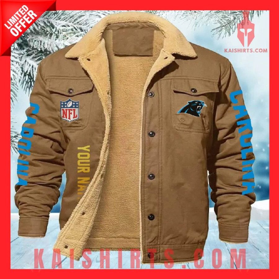 Carolina Panthers NFL Fleece Leather Jacket's Product Pictures - Kaishirts.com