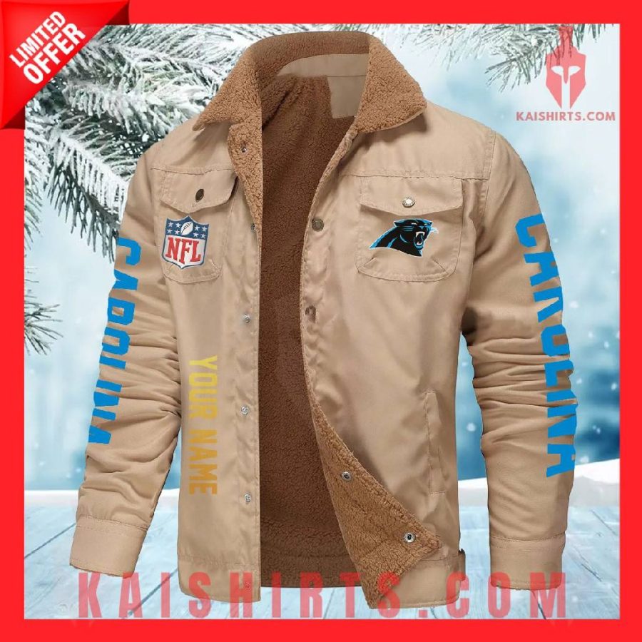 Carolina Panthers NFL Fleece Leather Jacket's Product Pictures - Kaishirts.com