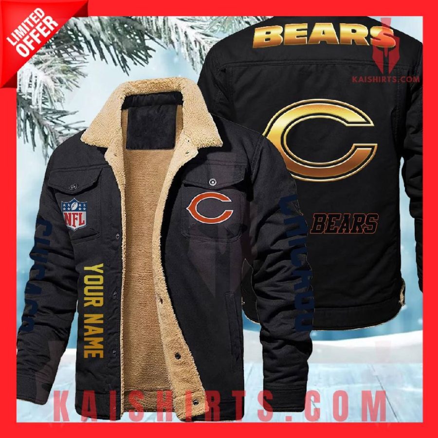 Chicago Bears NFL Fleece Leather Jacket's Product Pictures - Kaishirts.com