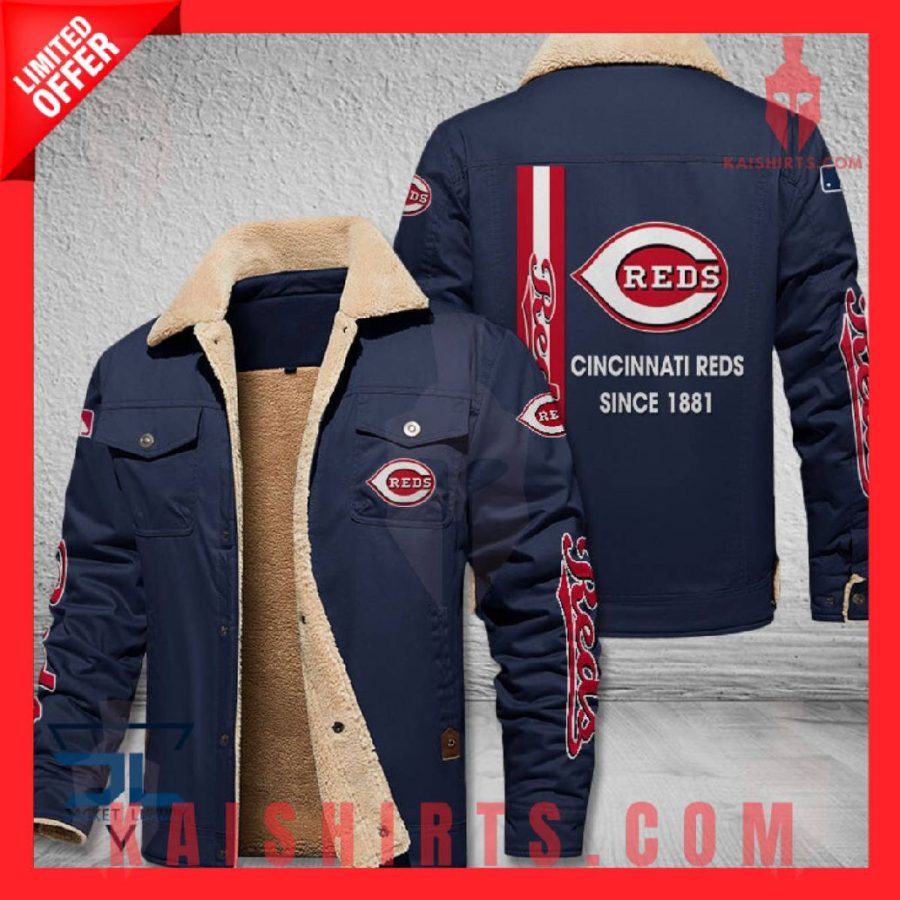 Cincinnati Reds MLB Shearling Jacket's Product Pictures - Kaishirts.com