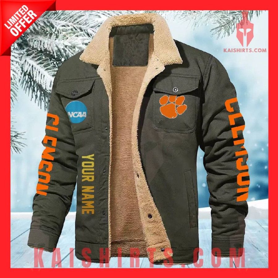 Clemson Tigers NCAA Fleece Leather Jacket's Product Pictures - Kaishirts.com