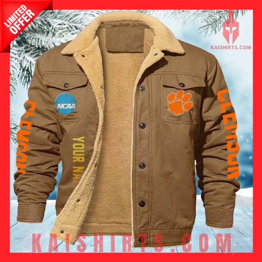 Clemson Tigers NCAA Fleece Leather Jacket's Product Pictures - Kaishirts.com