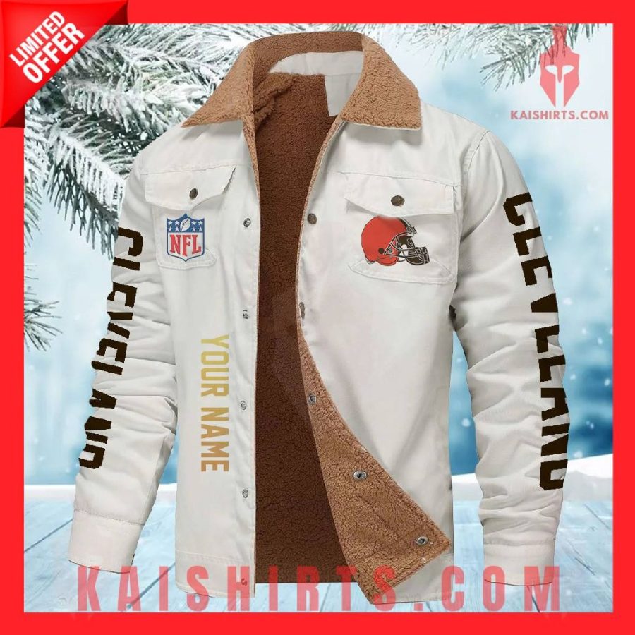 Cleveland Browns NFL Fleece Leather Jacket's Product Pictures - Kaishirts.com