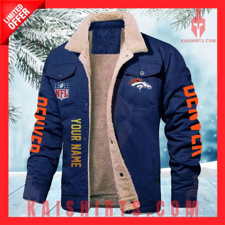 Denver Broncos NFL Fleece Leather Jacket's Product Pictures - Kaishirts.com