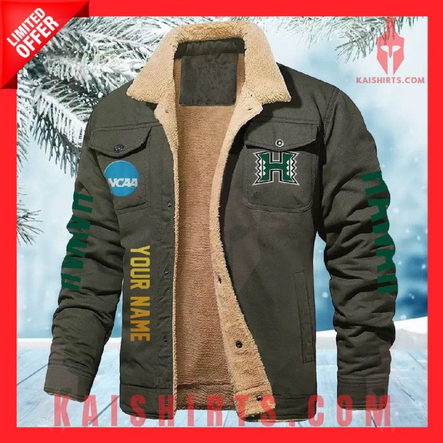 Hawaii Rainbow Warriors NCAA Fleece Leather Jacket's Product Pictures - Kaishirts.com