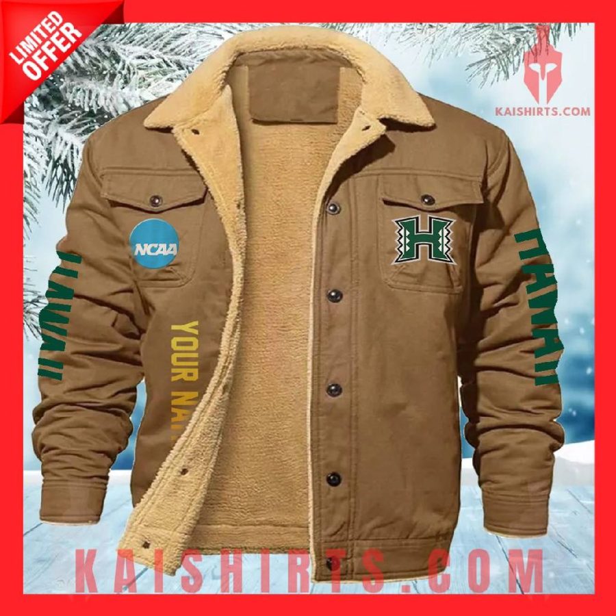 Hawaii Rainbow Warriors NCAA Fleece Leather Jacket's Product Pictures - Kaishirts.com