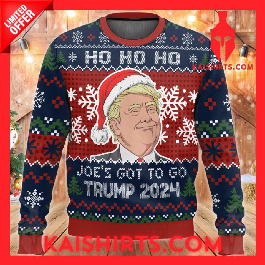 Ho Ho Ho Joes Got To Go Trump 2024 Ugly Christmas Sweater's Product Pictures - Kaishirts.com