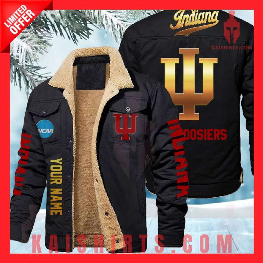 Indiana Hoosiers NCAA Fleece Leather Jacket's Product Pictures - Kaishirts.com