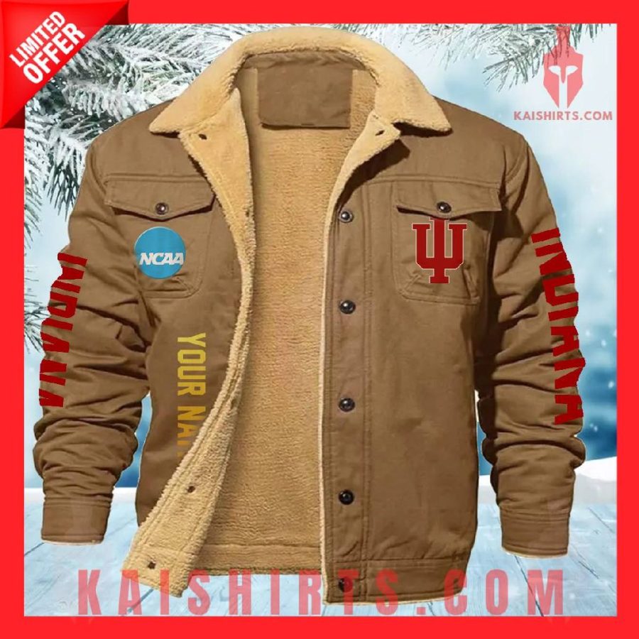 Indiana Hoosiers NCAA Fleece Leather Jacket's Product Pictures - Kaishirts.com