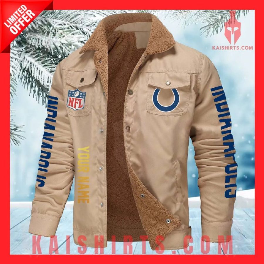 Indianapolis Colts NFL Fleece Leather Jacket's Product Pictures - Kaishirts.com