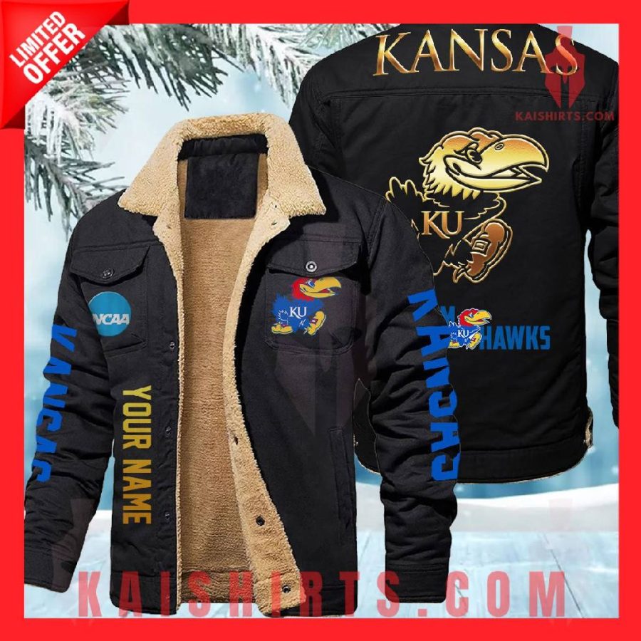Kansas Jayhawks NCAA Fleece Leather Jacket's Product Pictures - Kaishirts.com