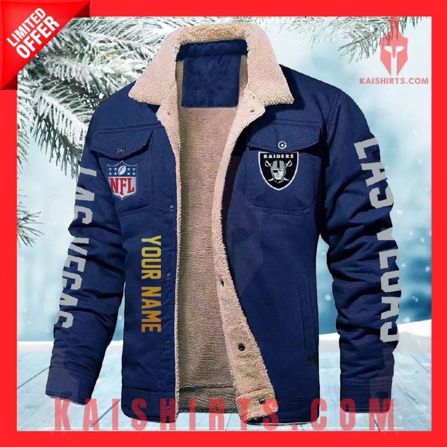Las Vegas Raiders NFL Fleece Leather Jacket's Product Pictures - Kaishirts.com