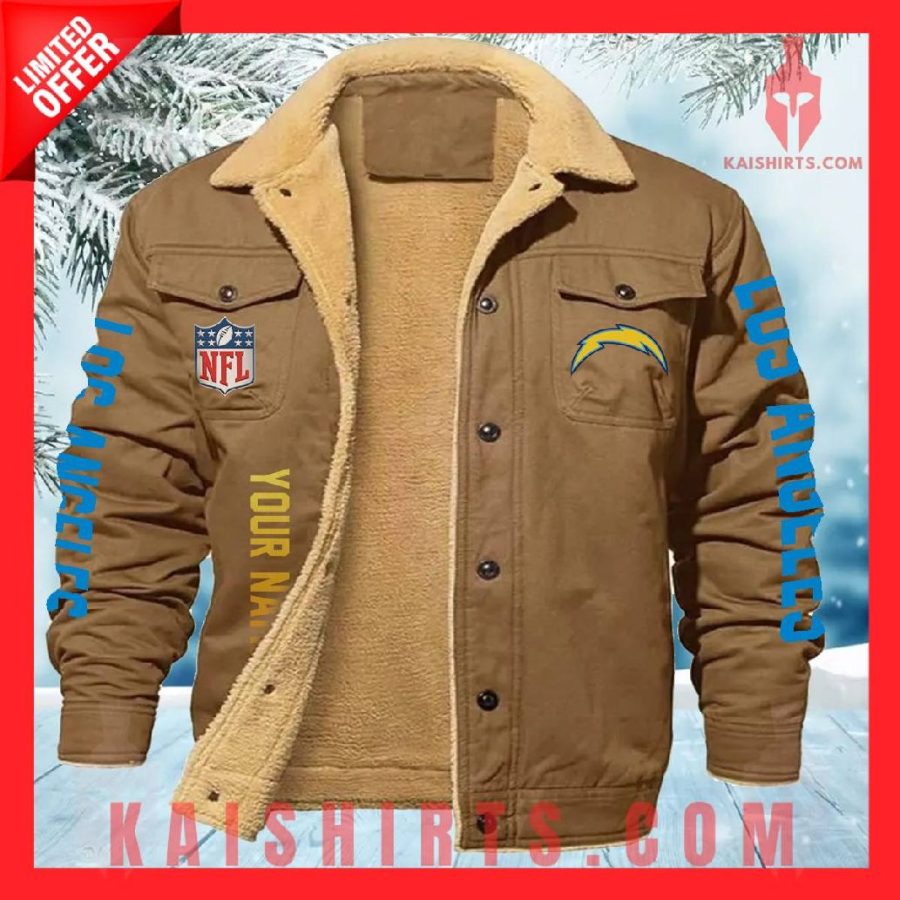 Los Angeles Chargers NFL Fleece Leather Jacket's Product Pictures - Kaishirts.com