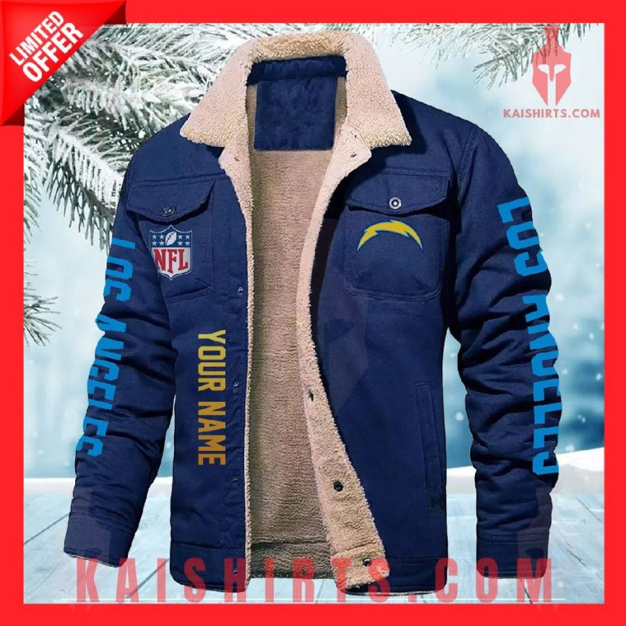 Los Angeles Chargers NFL Fleece Leather Jacket's Product Pictures - Kaishirts.com
