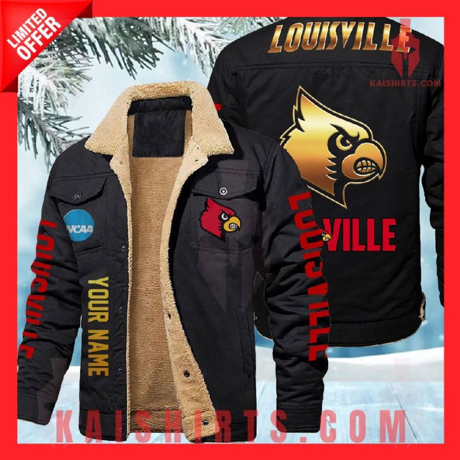 Louisville Cardinals NCAA Fleece Leather Jacket's Product Pictures - Kaishirts.com
