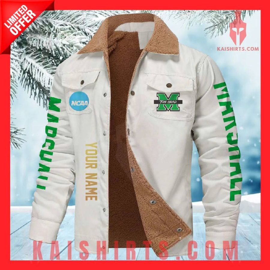 Marshall Thundering Herd NCAA Fleece Leather Jacket's Product Pictures - Kaishirts.com