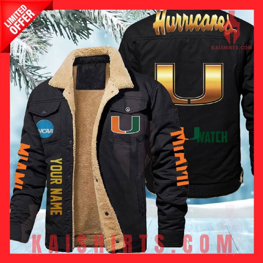 Miami Hurricanes NCAA Fleece Leather Jacket's Product Pictures - Kaishirts.com