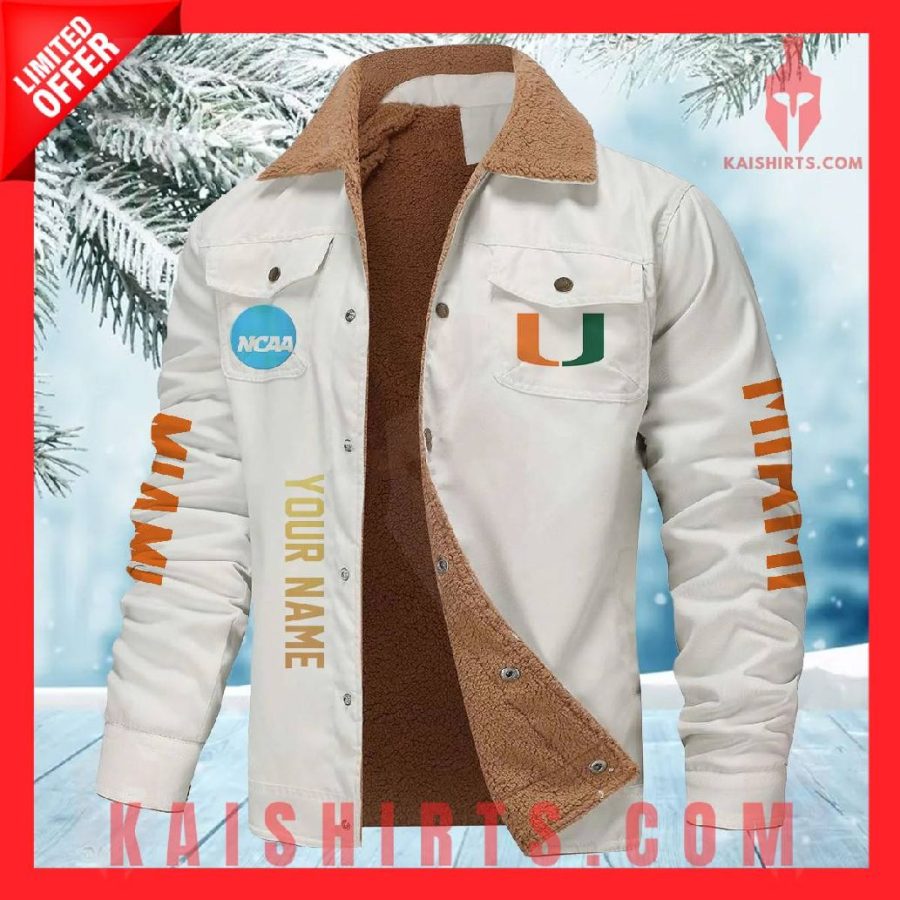 Miami Hurricanes NCAA Fleece Leather Jacket's Product Pictures - Kaishirts.com
