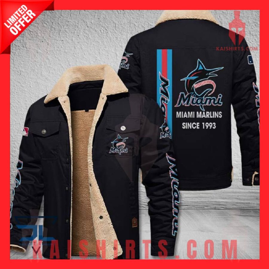 Miami Marlins MLB Shearling Jacket's Product Pictures - Kaishirts.com