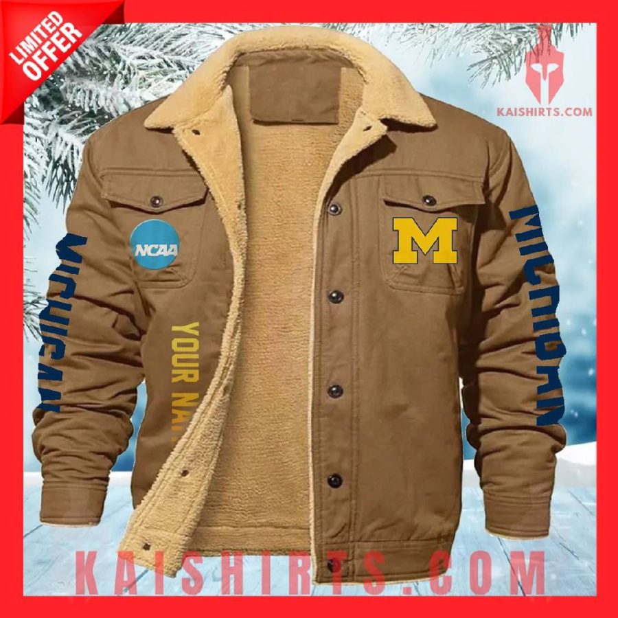 Michigan Wolverines NCAA Fleece Leather Jacket's Product Pictures - Kaishirts.com