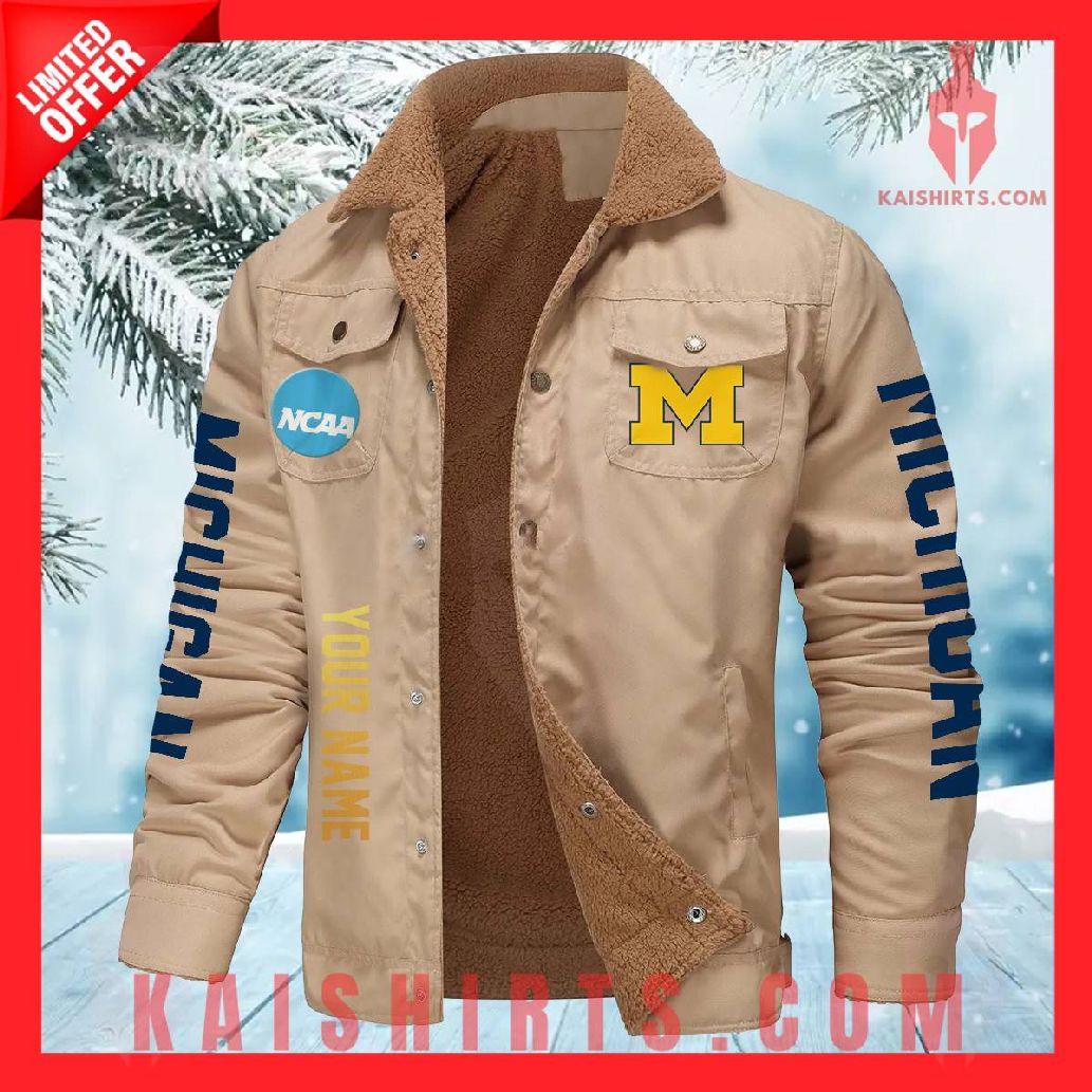 Michigan Wolverines NCAA Fleece Leather Jacket's Product Pictures - Kaishirts.com