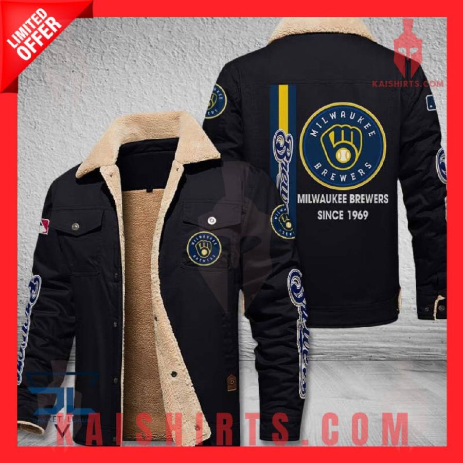 Milwaukee Brewers MLB Shearling Jacket's Product Pictures - Kaishirts.com