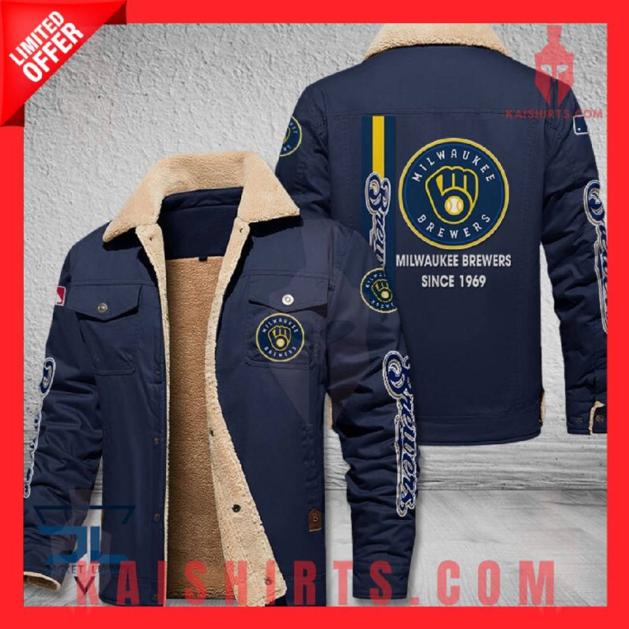 Milwaukee Brewers MLB Shearling Jacket's Product Pictures - Kaishirts.com