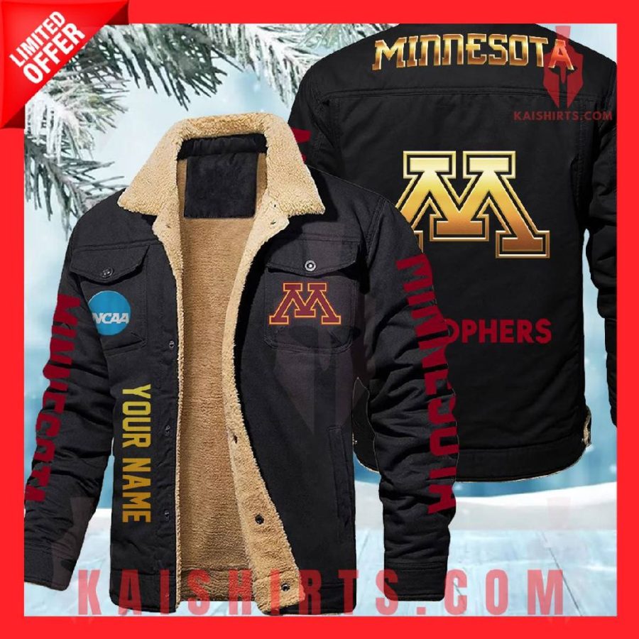 Minnesota Golden Gophers NCAA Fleece Leather Jacket's Product Pictures - Kaishirts.com
